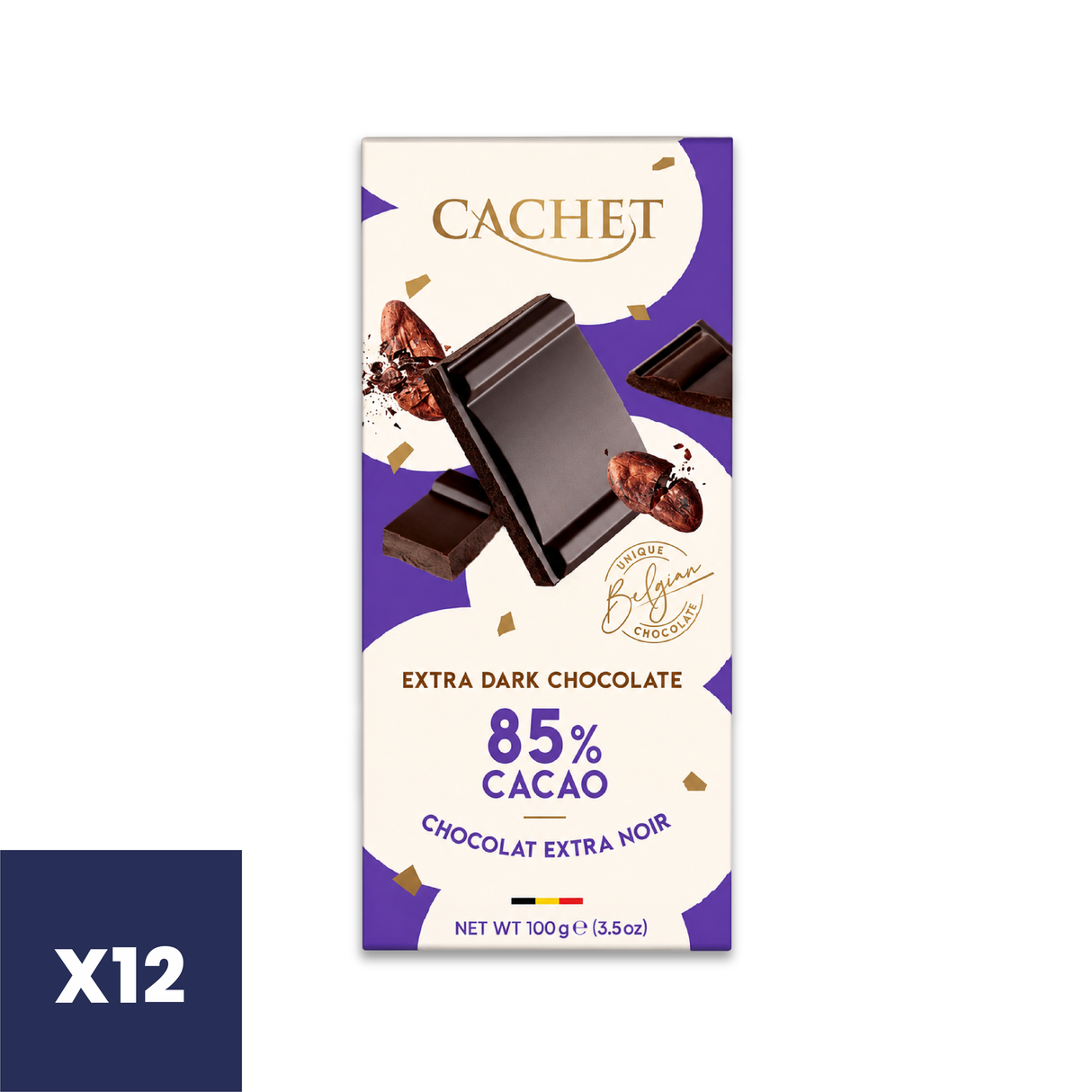 Barra Chocolate Extra Negro 85 Cachet 12 x 100 g