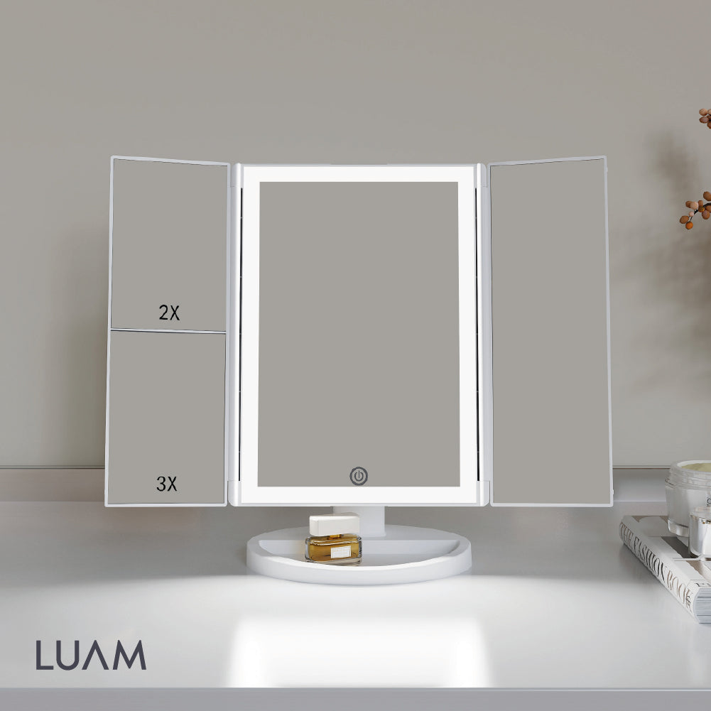 Espejo Maquillaje Triple Aumento Led Luam 1 un