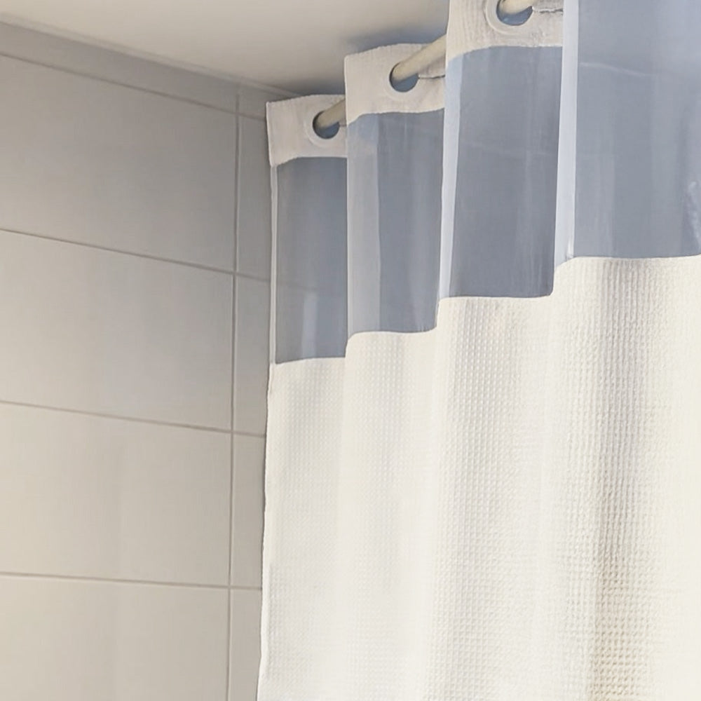 Cortina Baño Waffle Sistema 3 en 1 sin Ganchos 180 x 183 cm White Home Logics 1 un