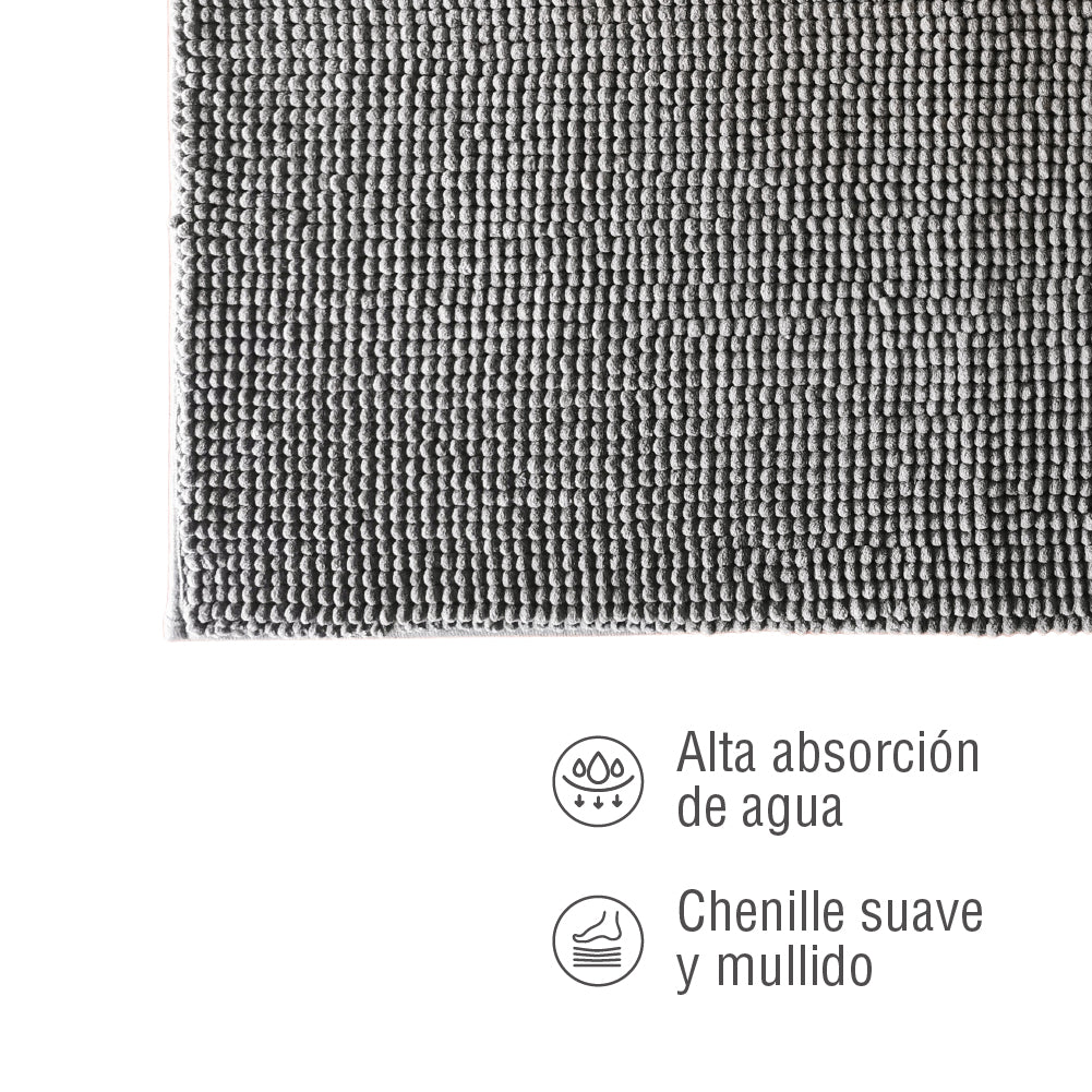 Mat de Baño Chenille Dark Gray 50 x 80 Home Logics 1 un