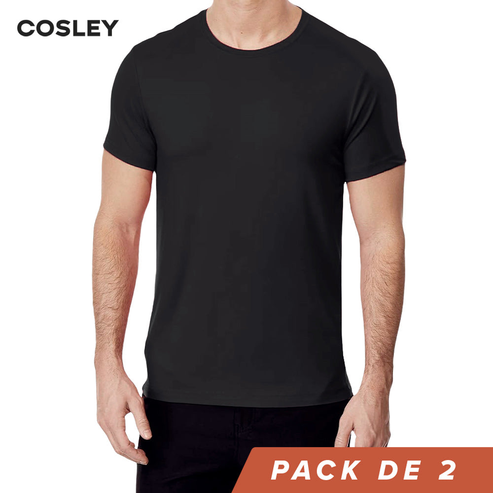 Poleras Negras Instant Cool Cuello Redondo Pack 2 Cosley