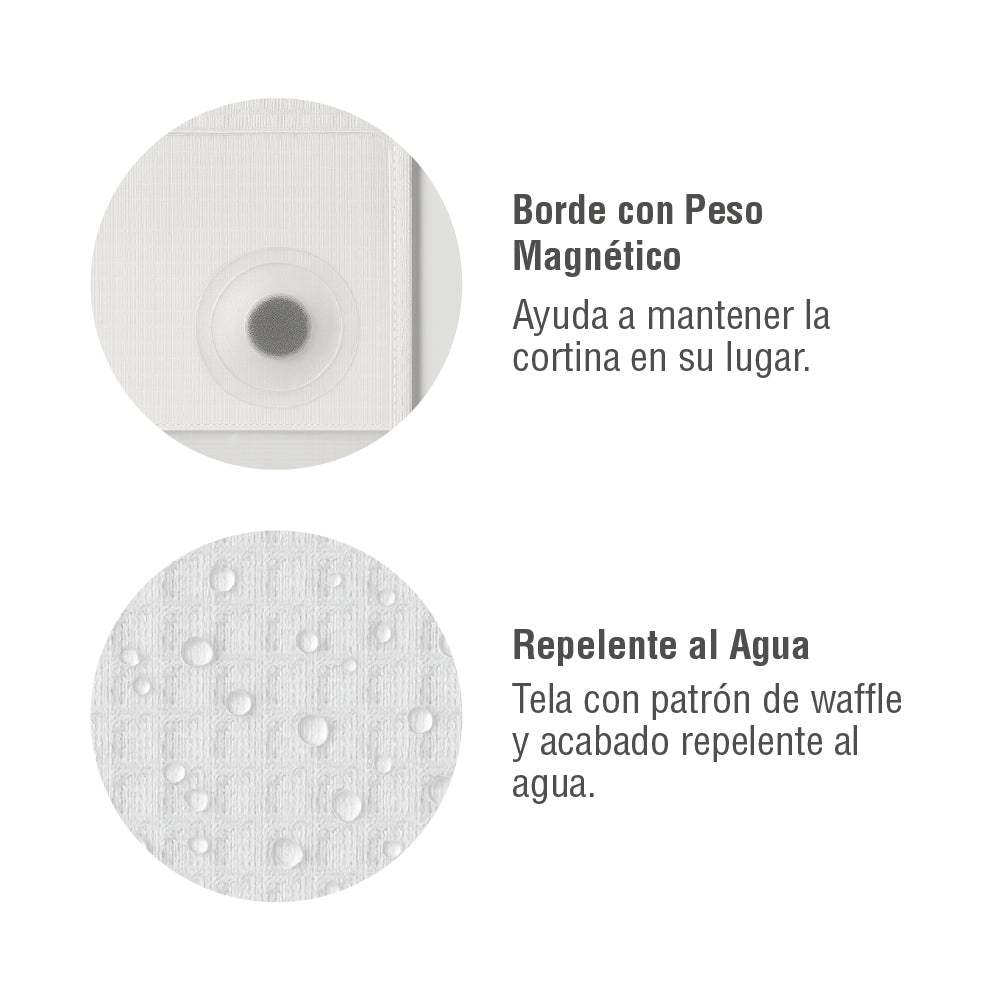 Cortina Baño Waffle Sistema 3 en 1 sin Ganchos 180 x 183 cm White Home Logics 1 un