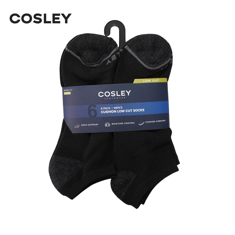 Calcetines Hombre Cushion Low Cut Black Cosley Pack 6