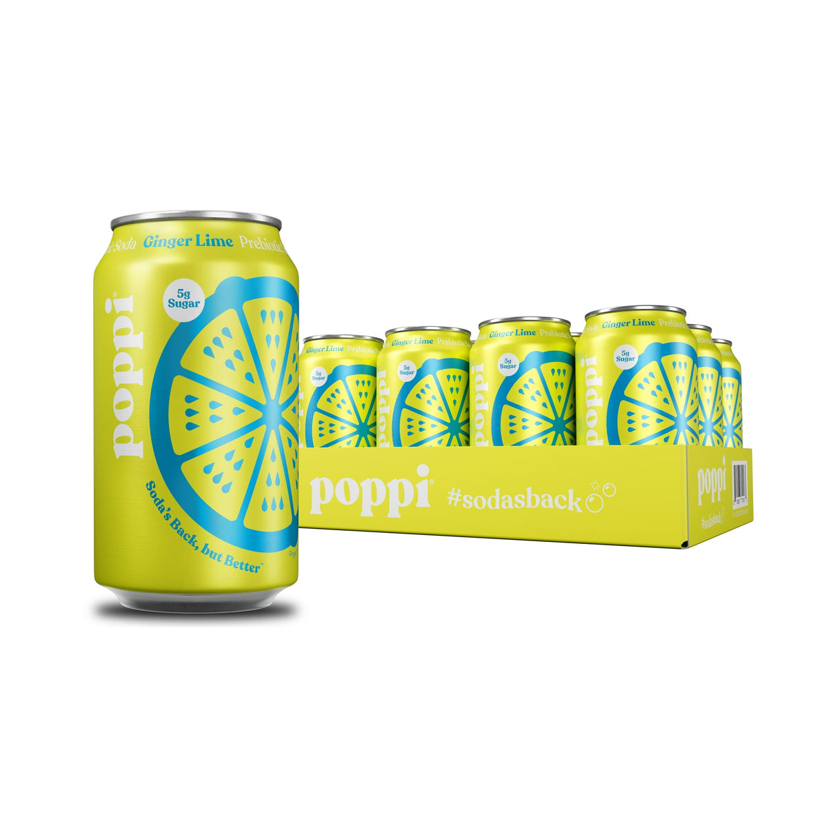 Bebida Prebiotic Ginger Lime Lata Poppi 12 x 355 ml