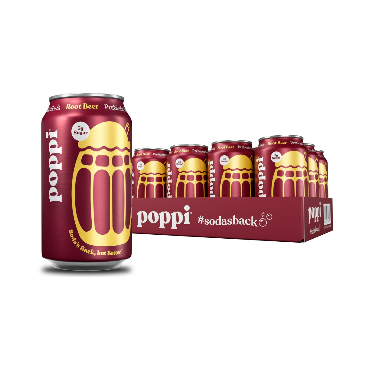 Bebida Prebiotic Root Beer Lata Poppi 12 x 355 ml