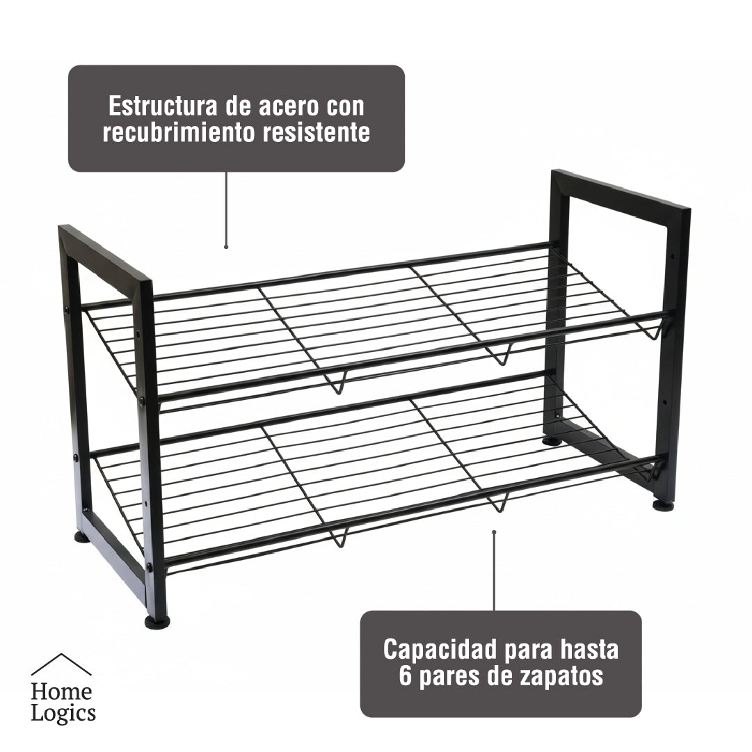 Rack Organizador Zapatos 2 Niveles Acero Home Logics 1 un