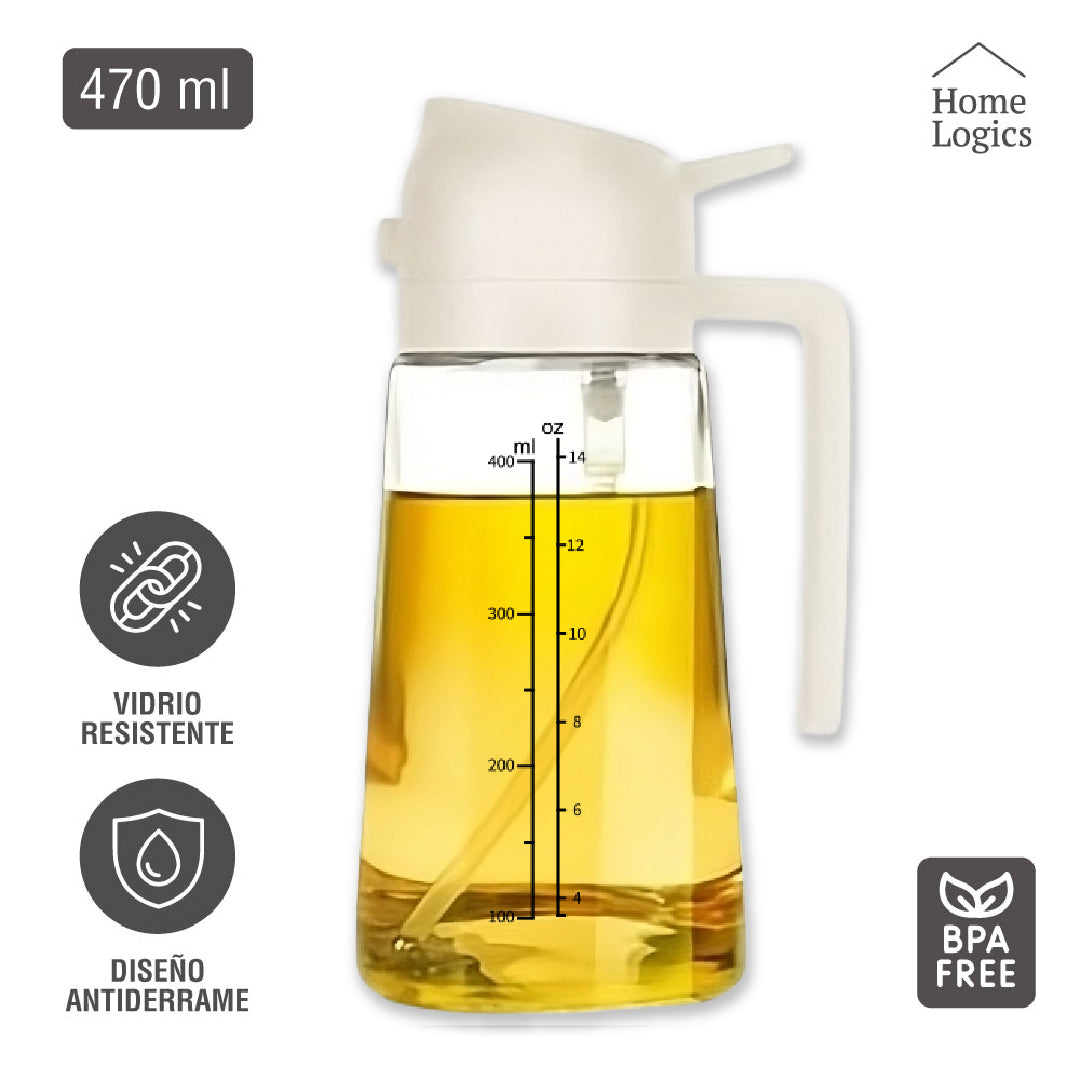 Dispensador de Aceite 2 en 1 de Vidrio 470 ml Beige Home Logics 1 un