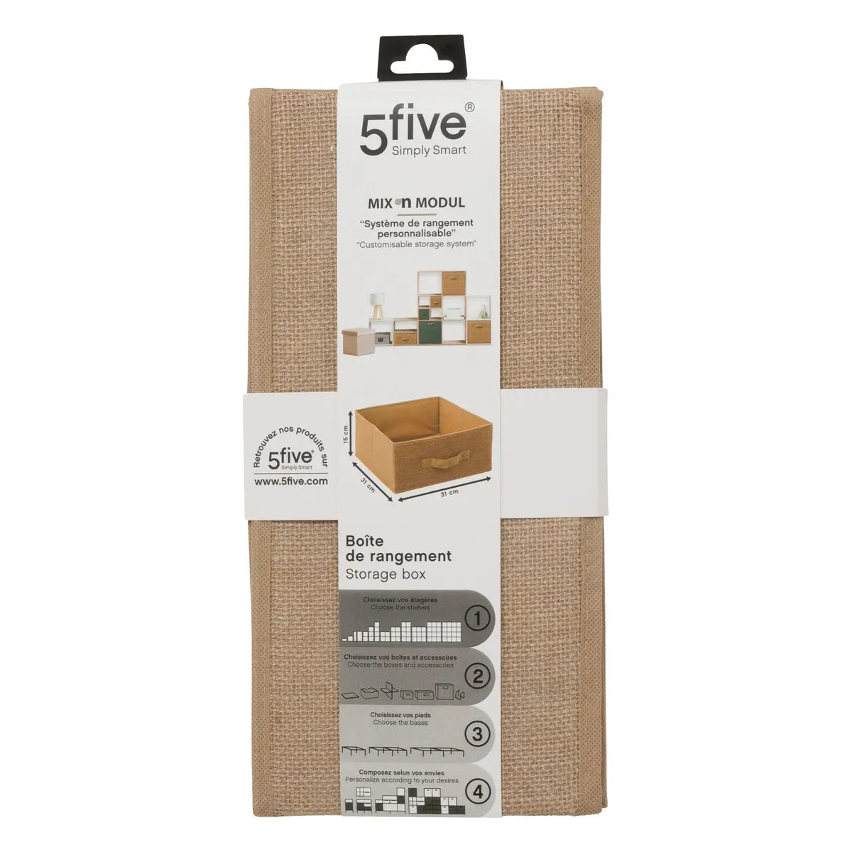 Caja Almacenamiento Toile de Jute 31 x 15 cm 5five 1 un