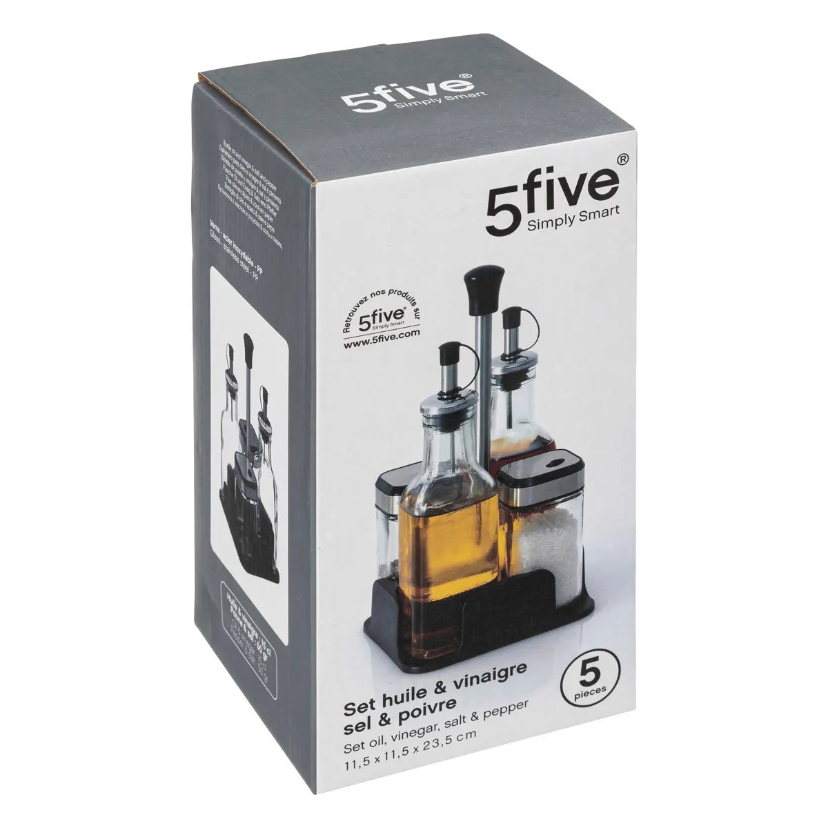 Set Alcuza Vidrio Aceite Vinagre Sal PImienta 5five 1 un