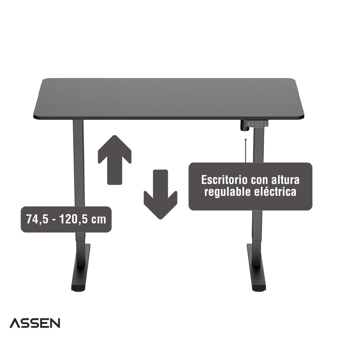 Escritorio Altura Regulable Serie Essential 120 x 60 cm Negro Assen 1 un