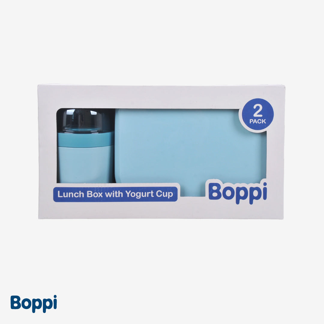 Lonchera Plástica 1100 ml con vaso yogurt 680 ml azul Boppi 1 un