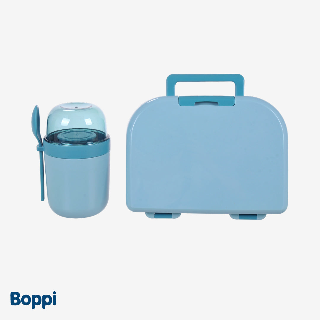Lonchera Plástica 1100 ml con vaso yogurt 680 ml azul Boppi 1 un