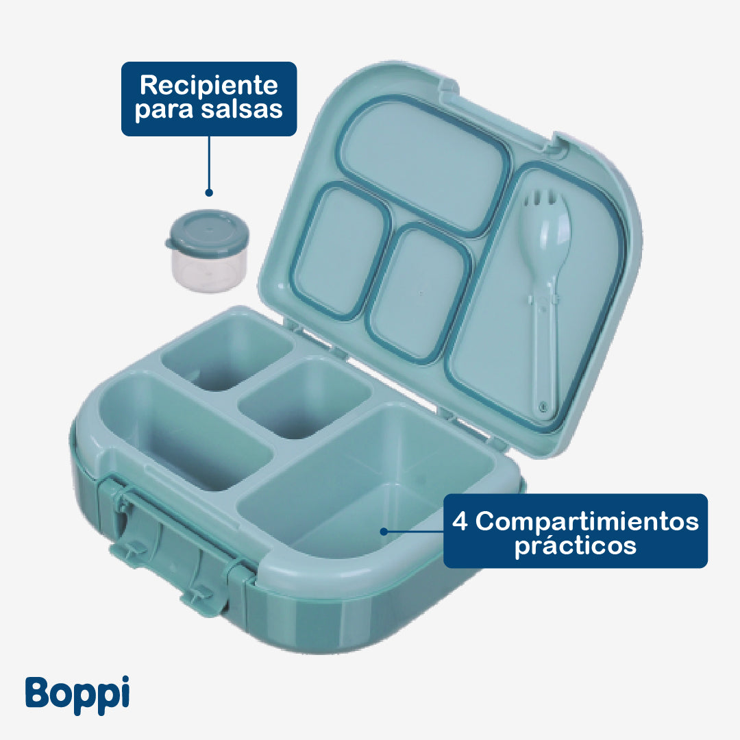 Lonchera Plástica 1100 ml con vaso yogurt 680 ml azul Boppi 1 un