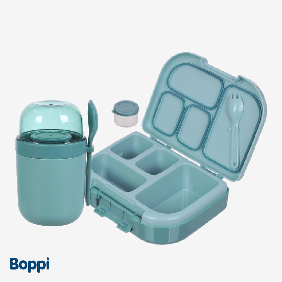 Lonchera Plástica 1100 ml con vaso yogurt 680 ml azul Boppi 1 un