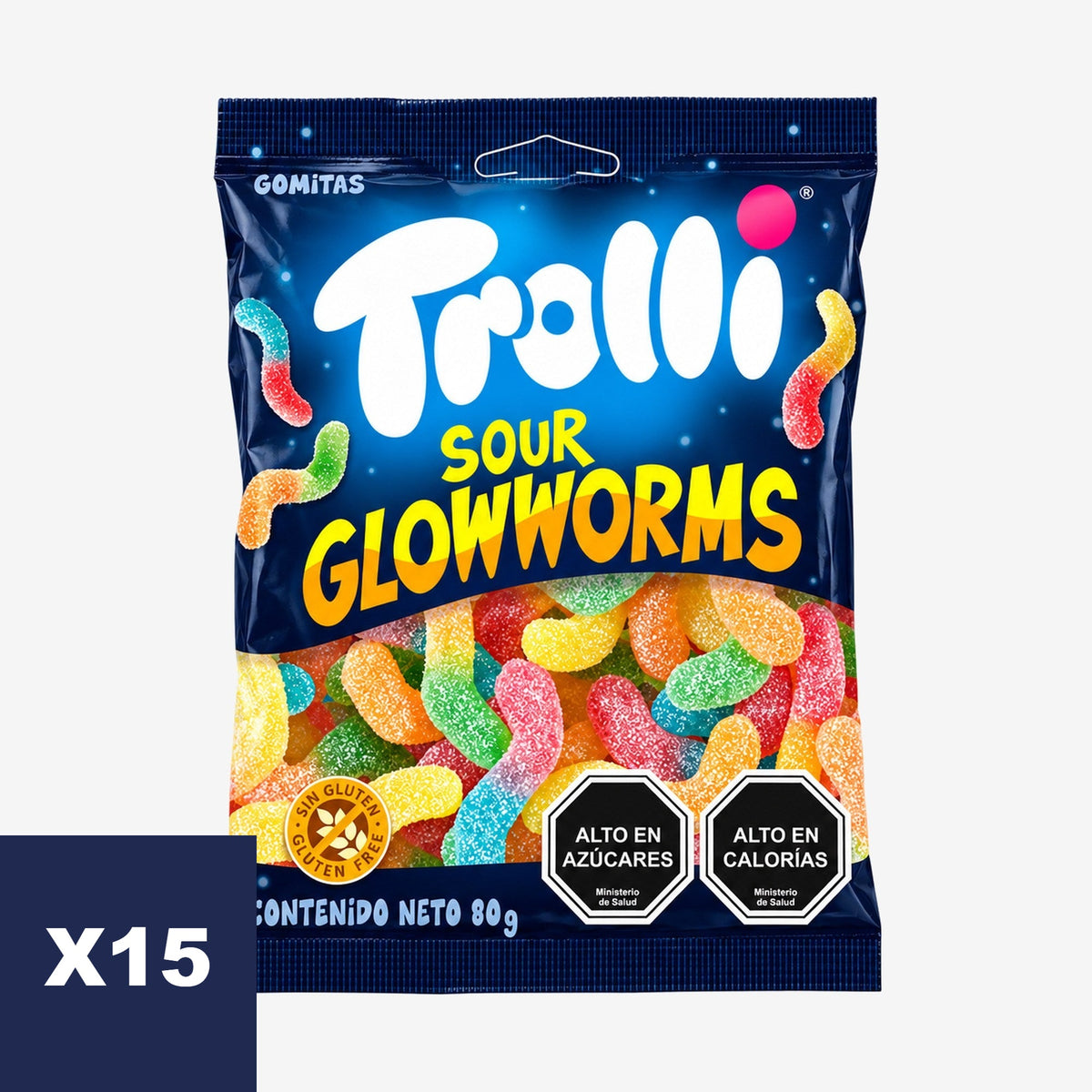 Gomitas Gusanitos Ácidos Trolli 15 x 80 g