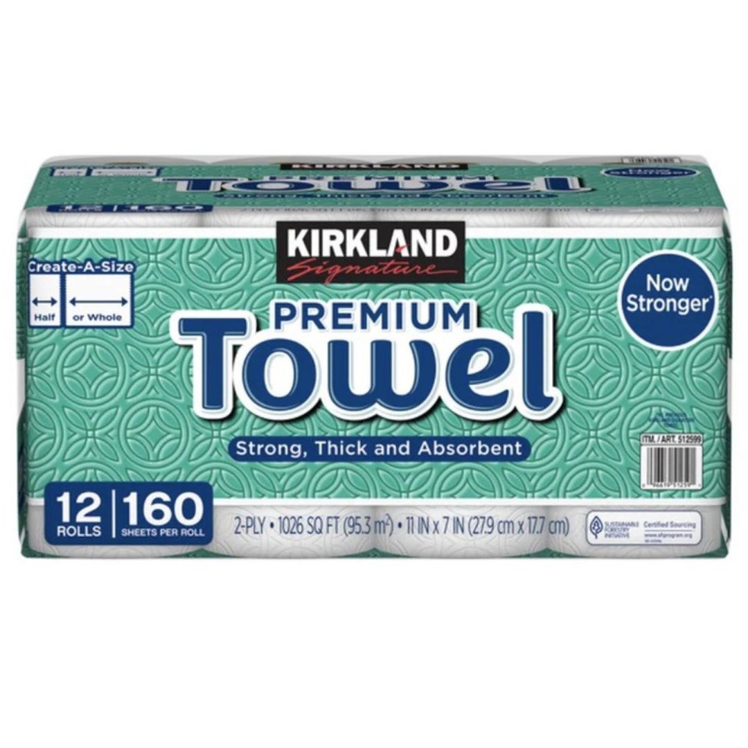 Toalla Papel 160 Hojas Kirkland 12 un