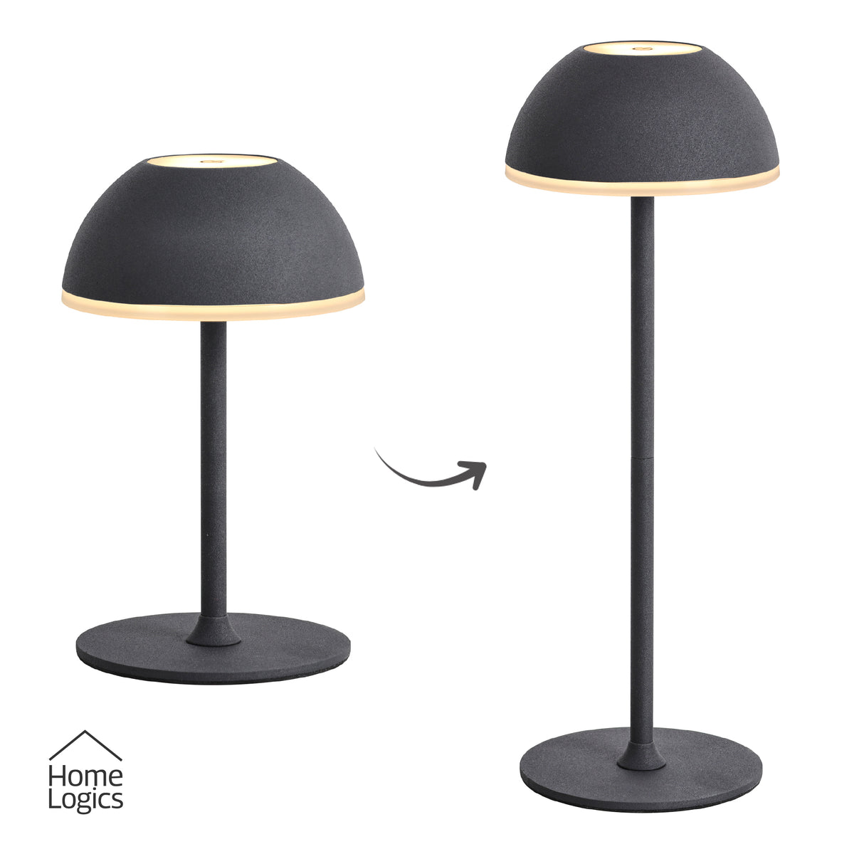 Lampara de Mesa LED Táctil Inalambrica Recargable Redonda Black Home Logics 1 un