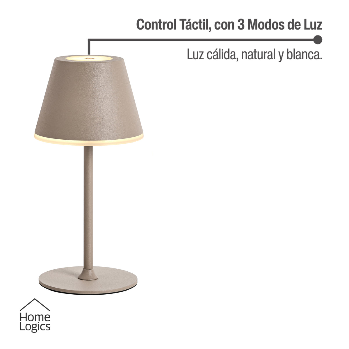 Lampara de Mesa LED Táctil Inalambrica Recargable Sand Home Logics 1 un