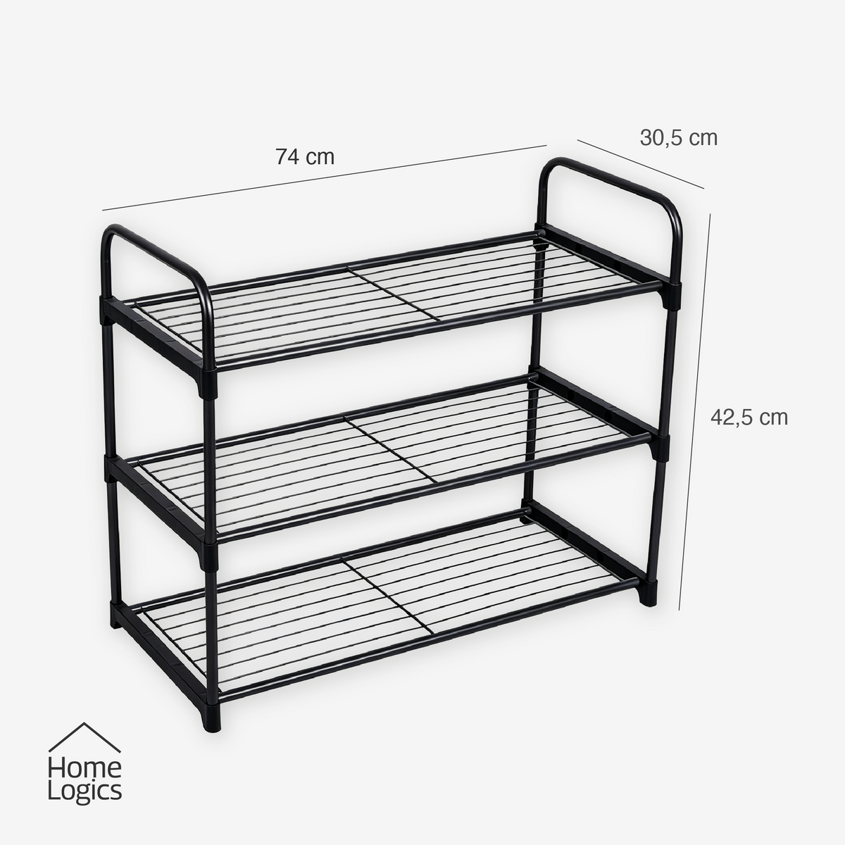 Rack Organizador Zapatos 3 Niveles MallaNegro Home Logics 1 un 1 un