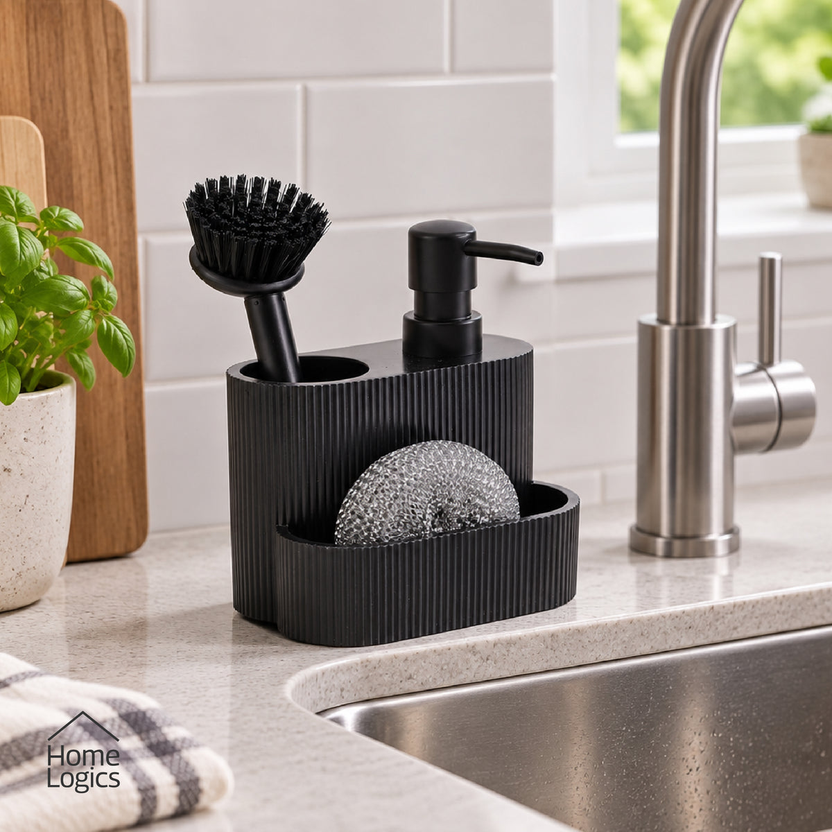 Dispensador de Jabón para Cocina con Base Negro Home Logics 1 un
