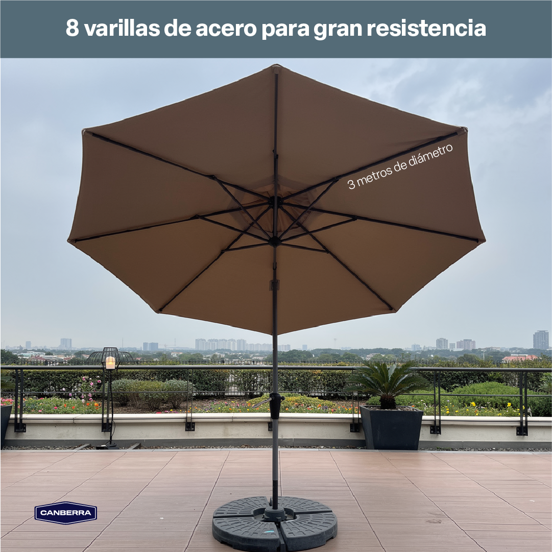 Set Quitasol de Terraza Aluminio Toscana 3M 360° Canberra 1 un con Base Plástica