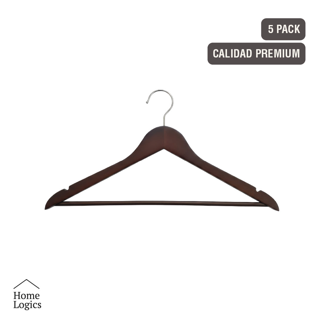 Set 5 Colgadores Premium de Madera Lotus Home Logics 1 un
