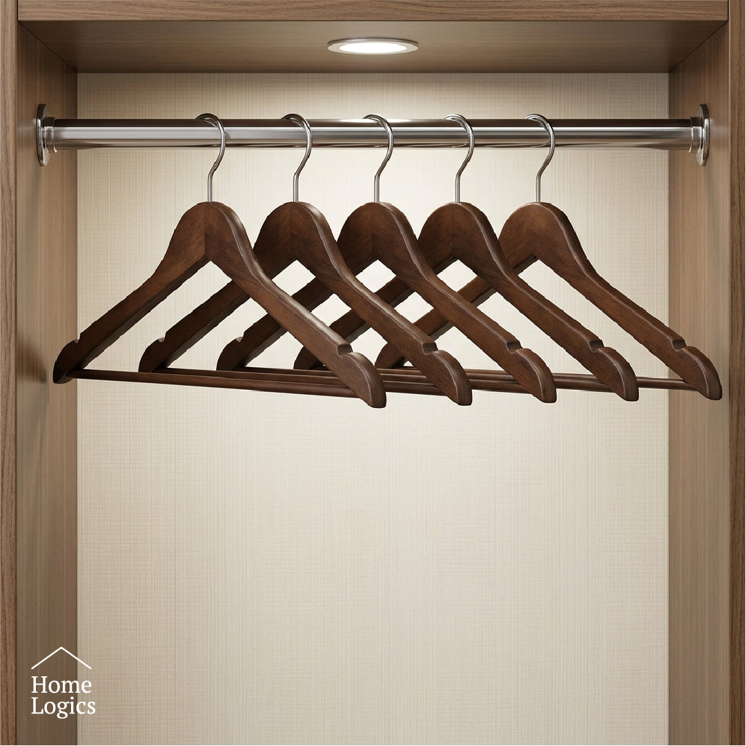 Set 5 Colgadores Premium de Madera Lotus Home Logics 1 un