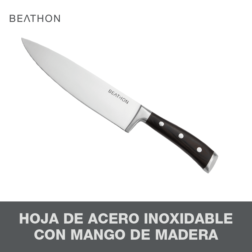 Cuchillo Chef 8" Acero Inoxidable Beathon 1 un