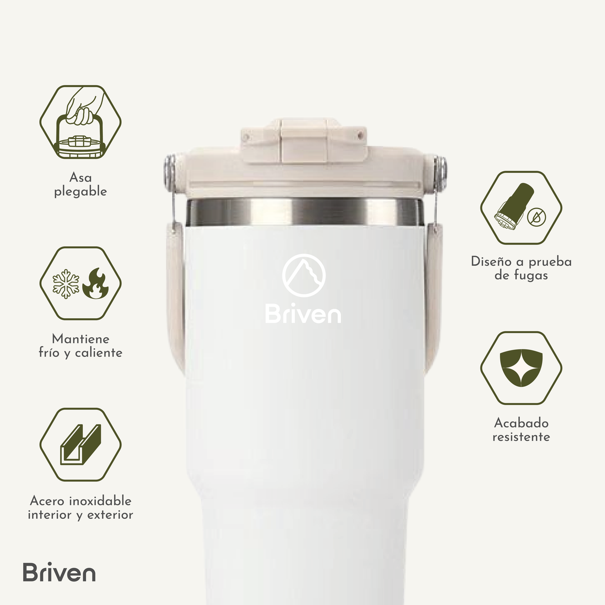 Botella Tumbler 900 ml Beige Briven 1 un