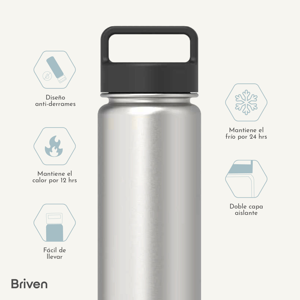 Botella Térmica 750 ml Plateada Briven 1 un