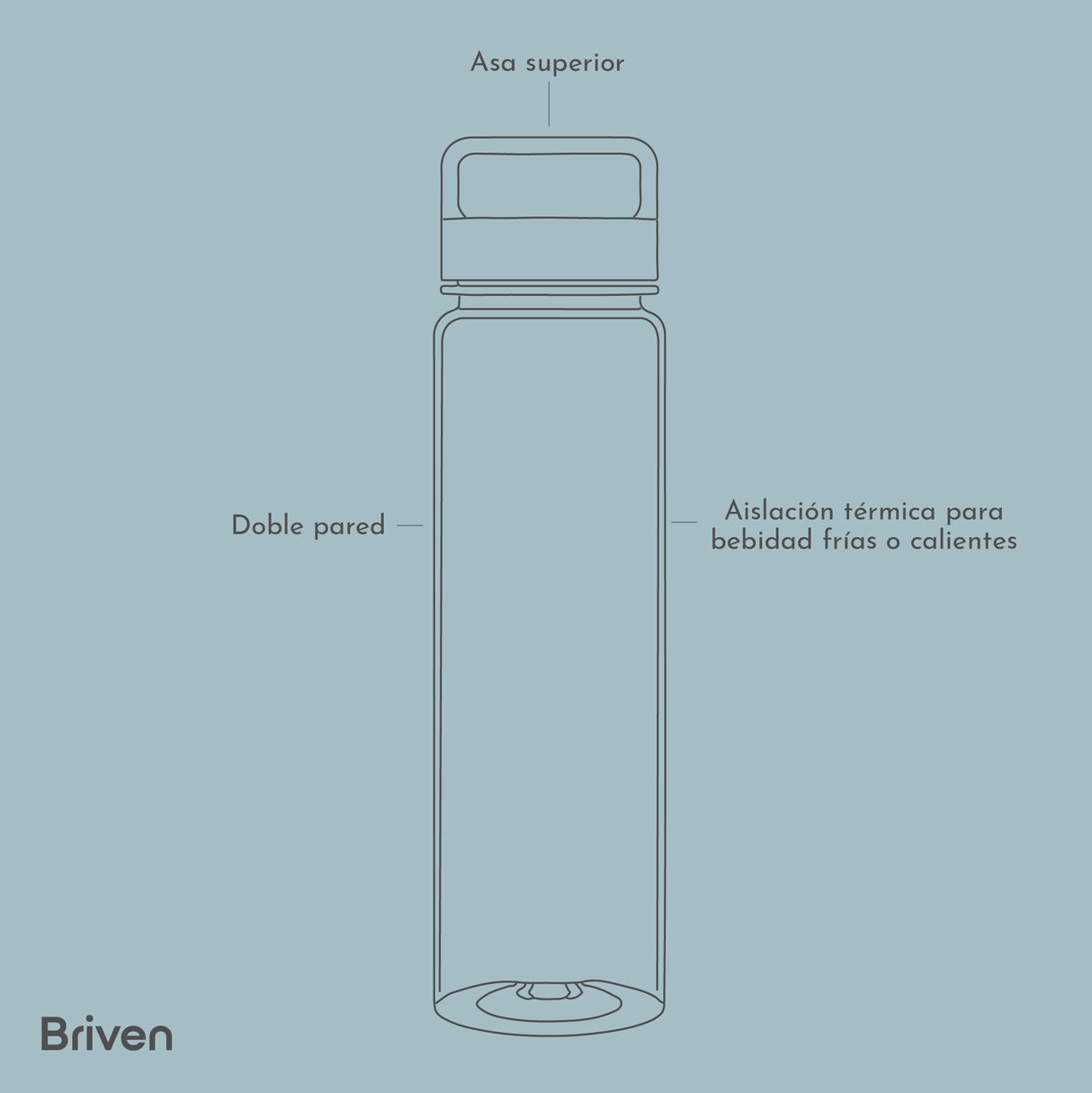 Botella Térmica 750 ml Plateada Briven 1 un
