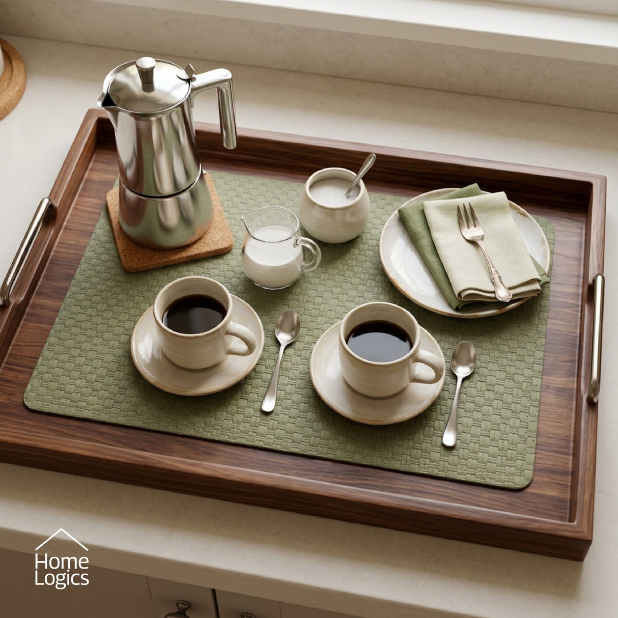 Set 4 Individuales Verde Salvia Home Logics 1 un