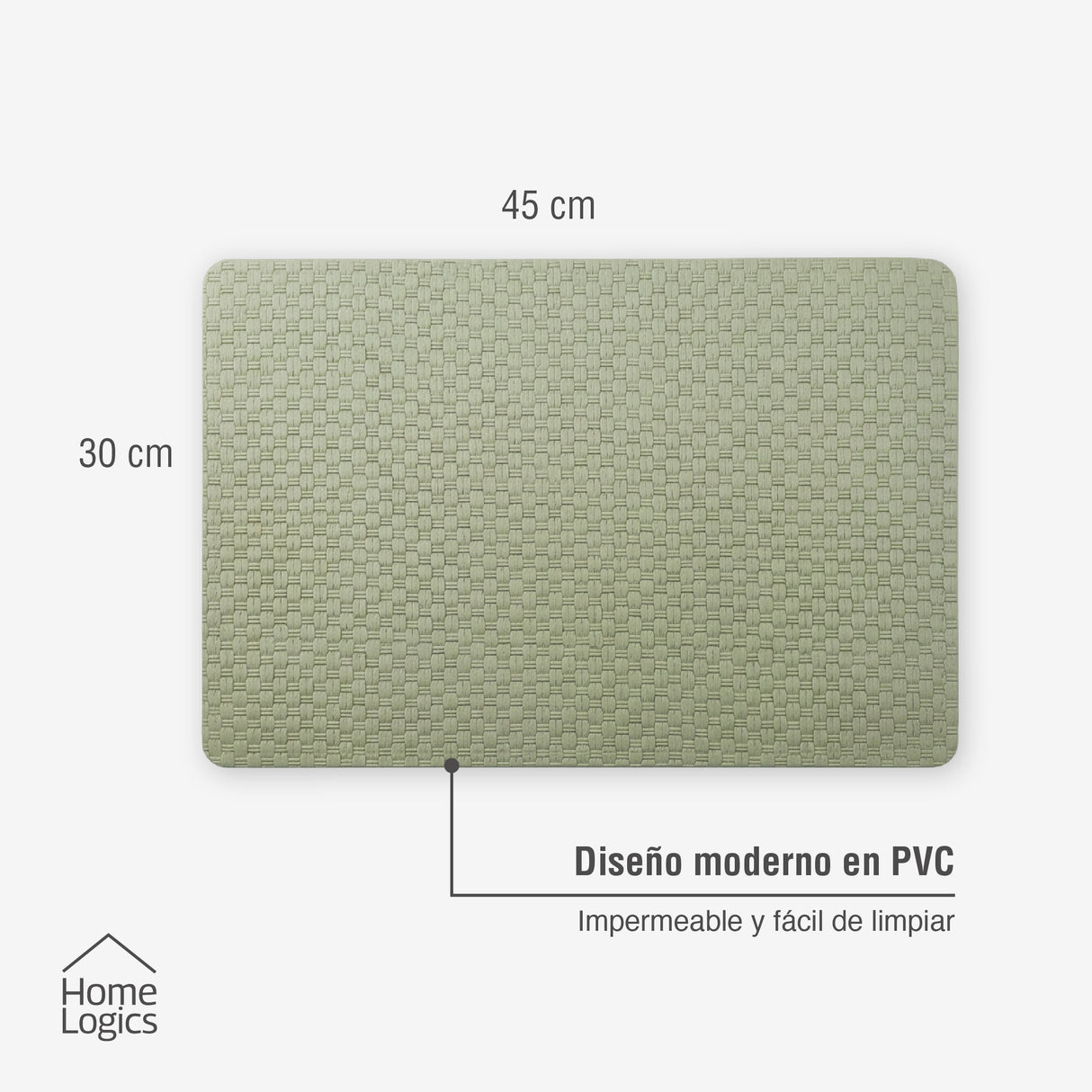 Set 4 Individuales Verde Salvia Home Logics 1 un