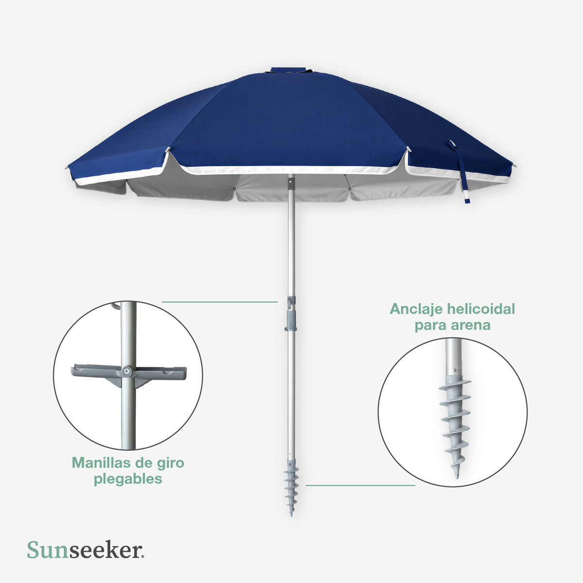 Quitasol de Playa Dark Blue 2.4m Sunseeker 1 un