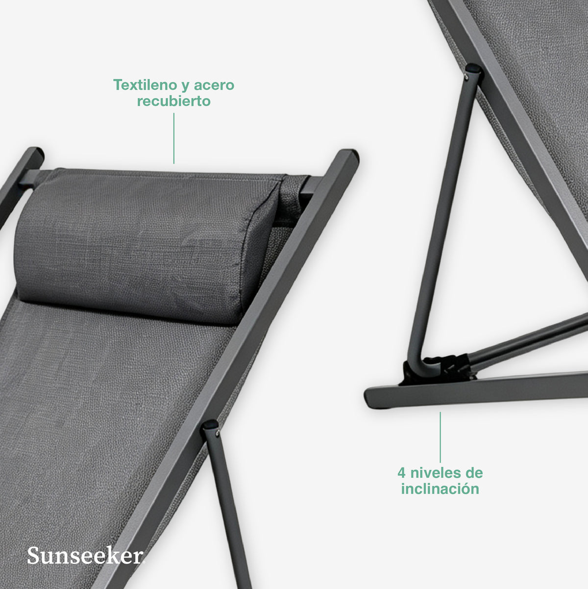 Silla Reposera Playa Plegable Grey Sunseeker 1 un