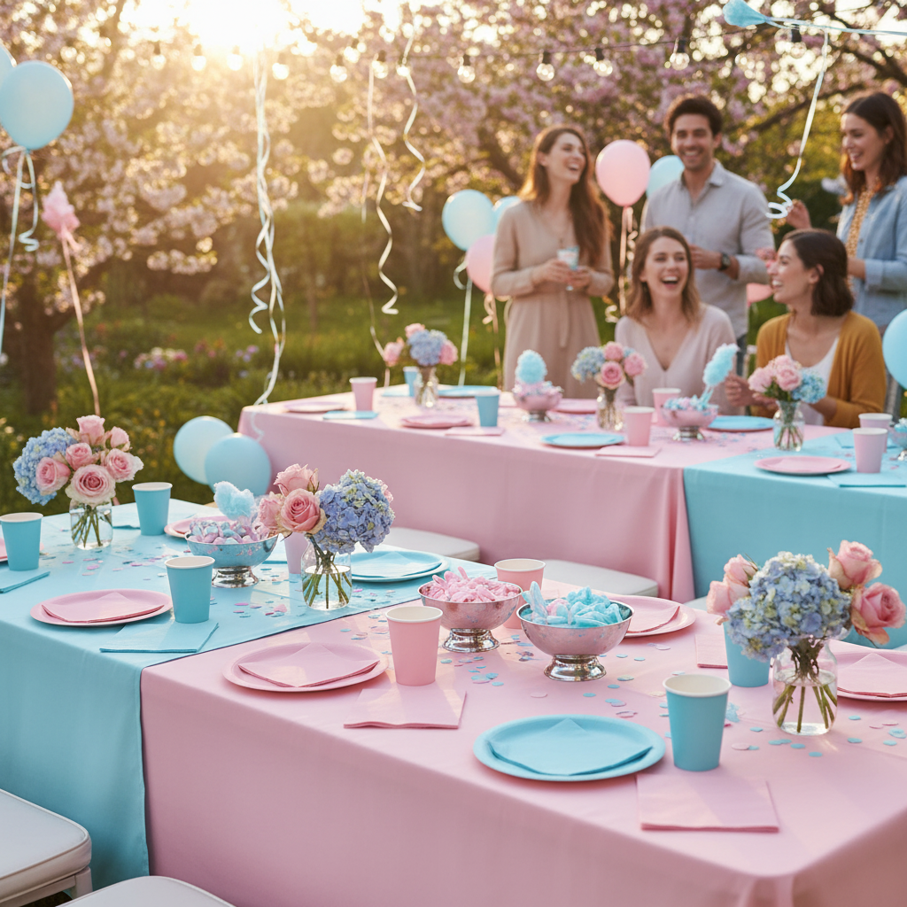 Set Decoración Fiesta Gender Reveal 50 Personas 1 un