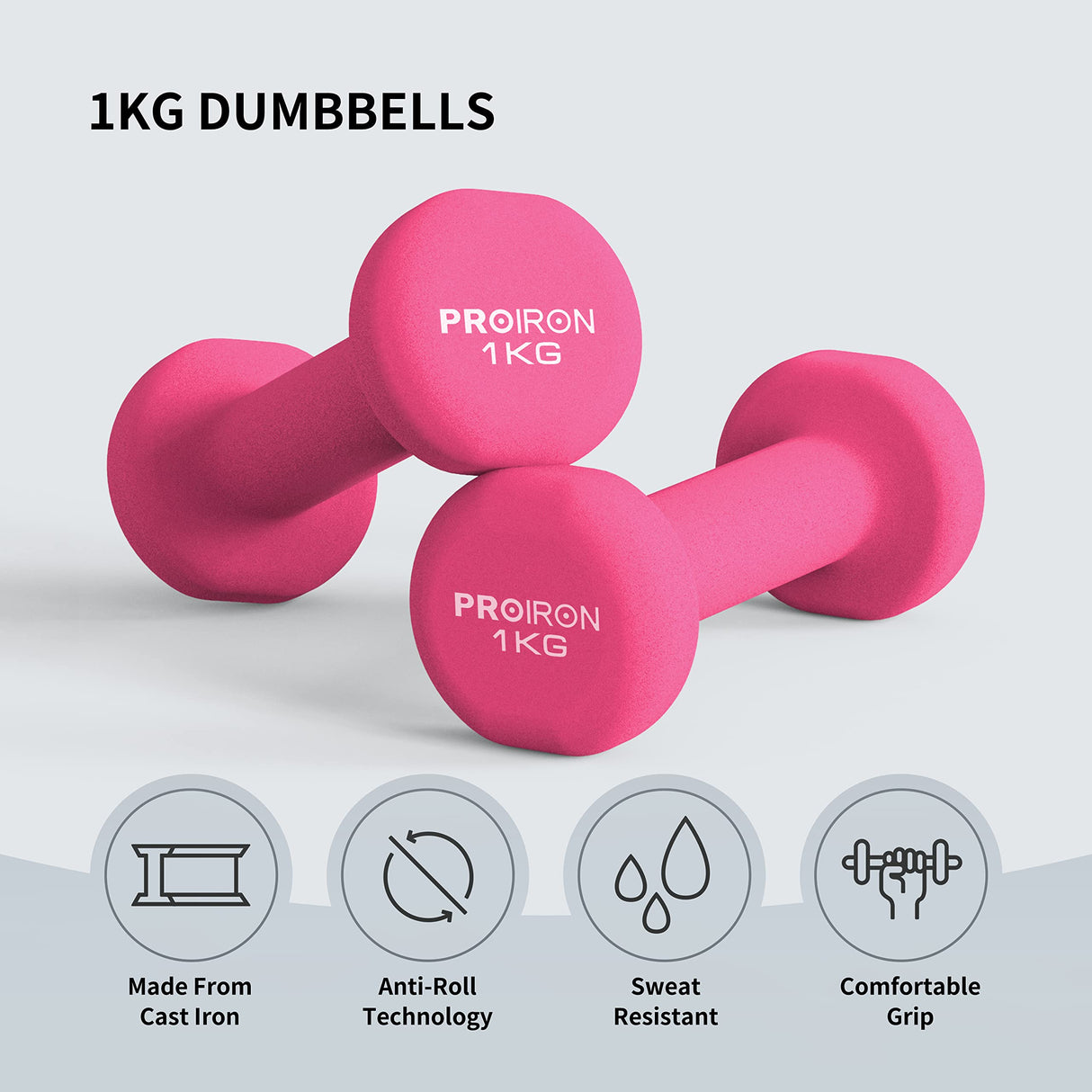 Set de 2 Mancuernas Neoprene Dumbbell 1 kg Proiron 1 un