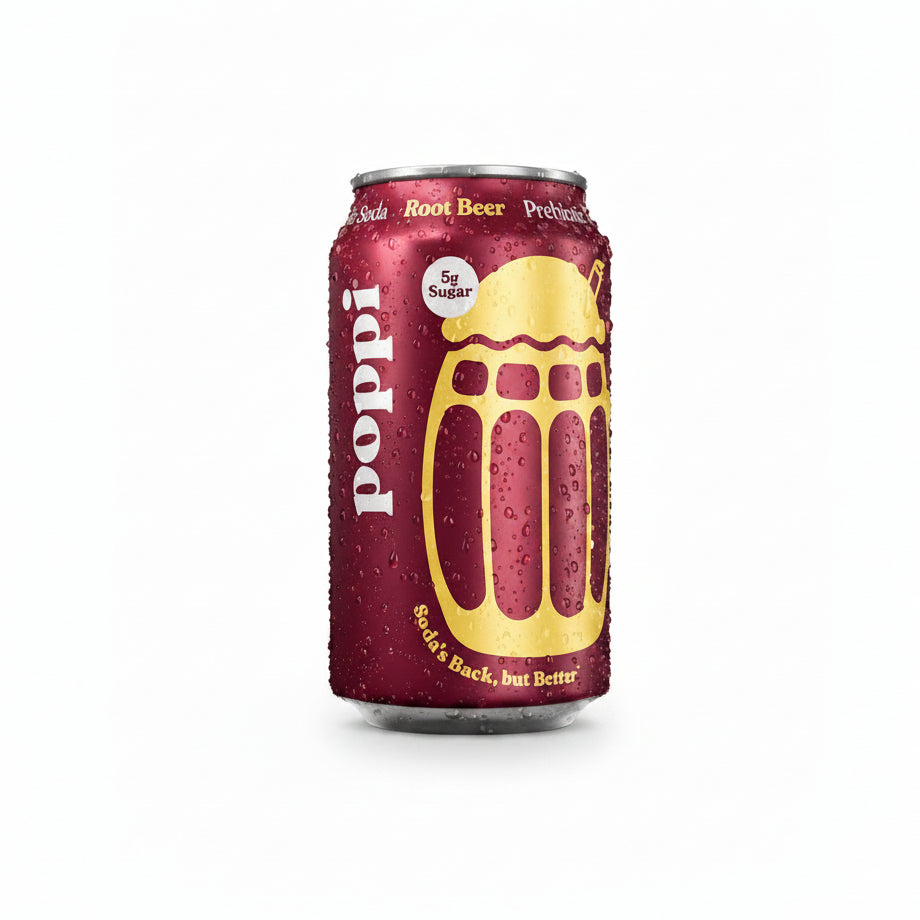 Bebida Prebiotic Root Beer Lata Poppi 355 ml