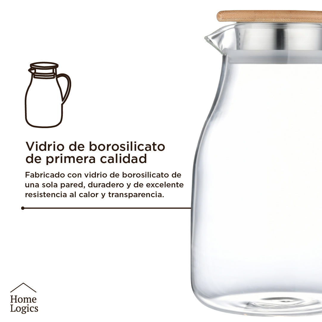 Jarro Vidrio con Tapa 1.7 L Home Logics 1 un