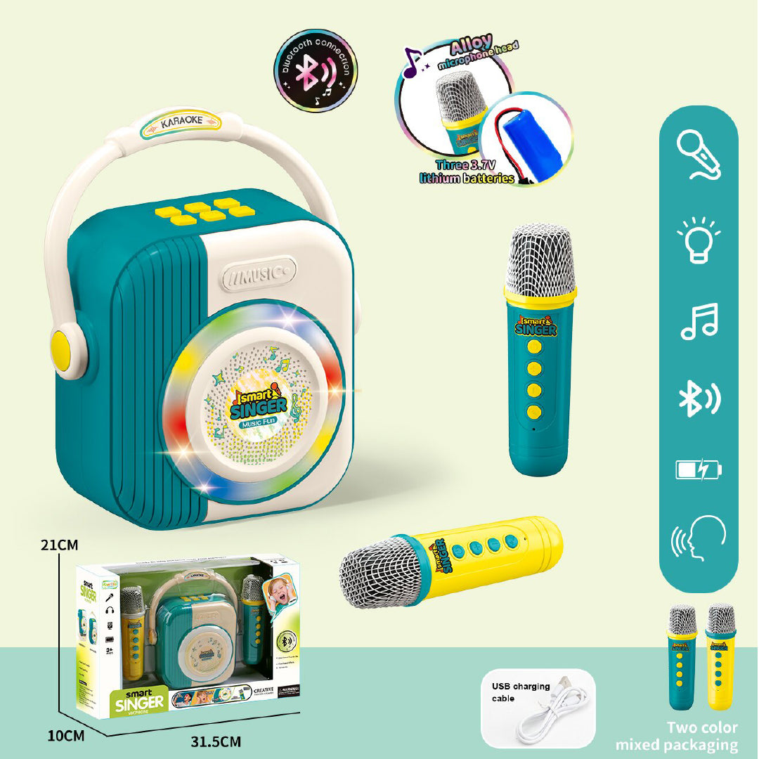 Parlante Karaoke Infantil con 2 Micrófonos 1 un