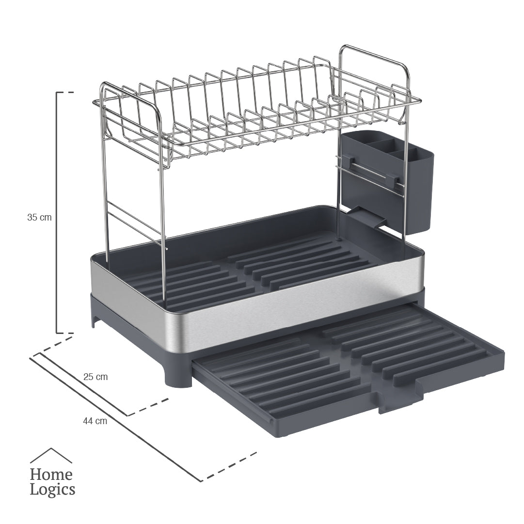 Escurridor de Platos de 2 Niveles con Bandeja Extensible Home Logics 1 un