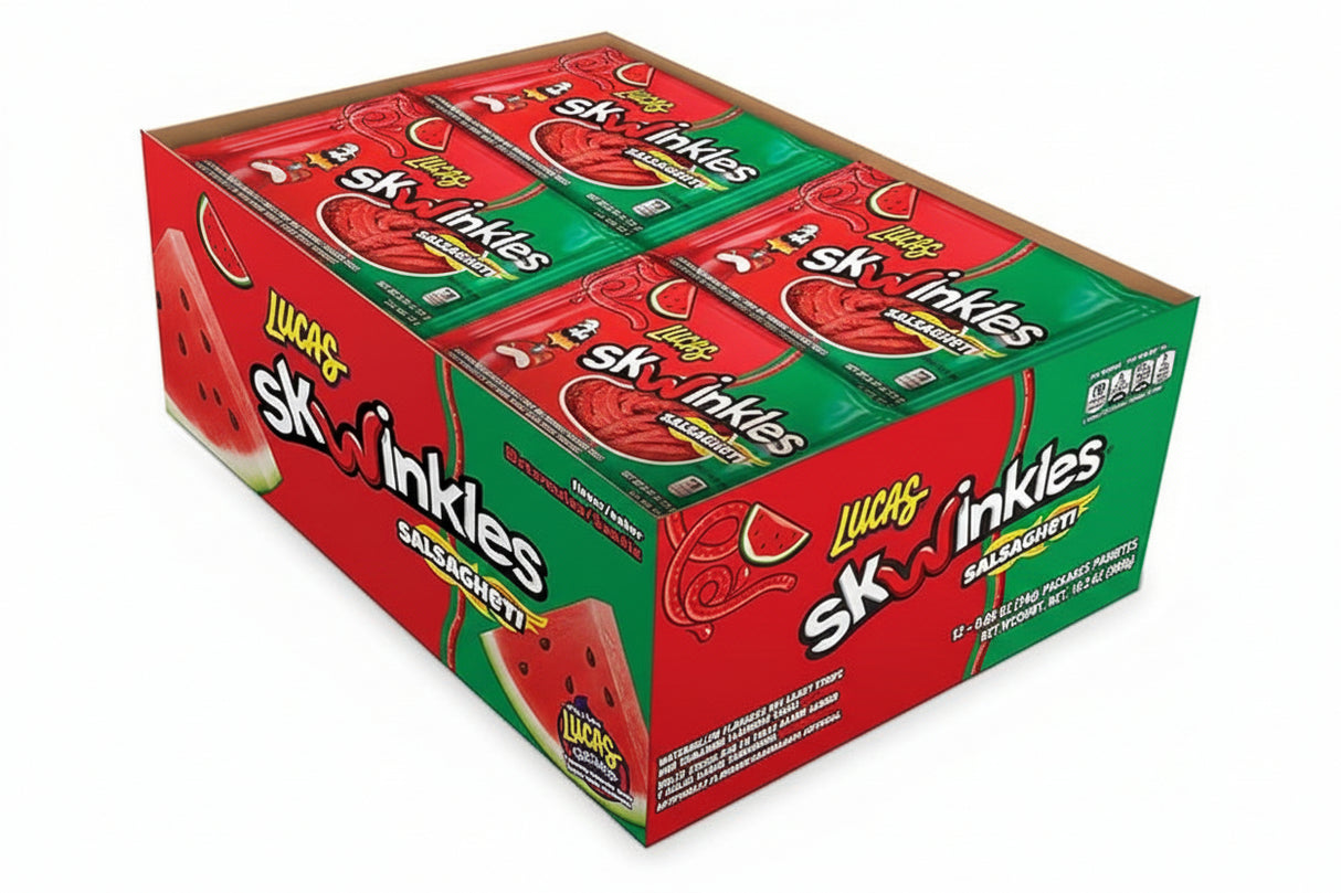 Caramelos Skwinkles Salsaghetti Sandía Picante Lucas 12 x 24 g