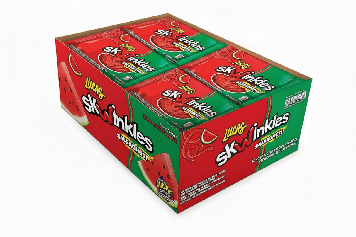 Caramelos Skwinkles Salsaghetti Sandía Picante Lucas 12 x 24 g