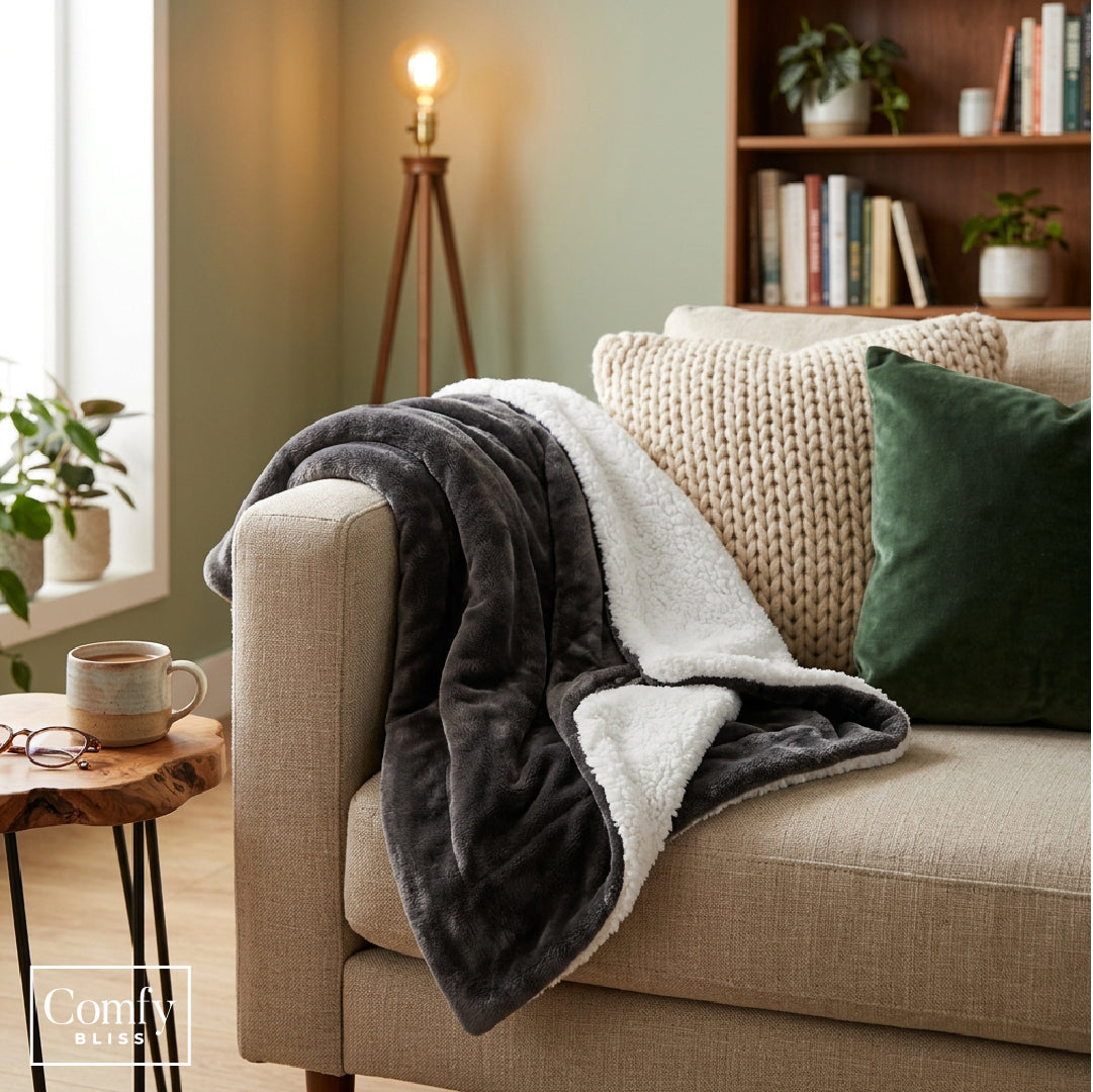 Manta Sherpa Gris 130 x 170 cm Comfy Bliss 1 un