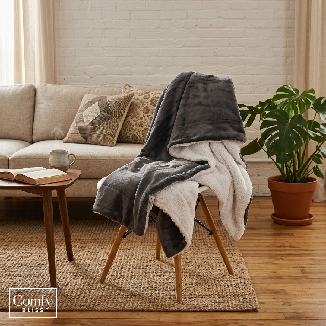 Manta Sherpa Gris 130 x 170 cm Comfy Bliss 1 un