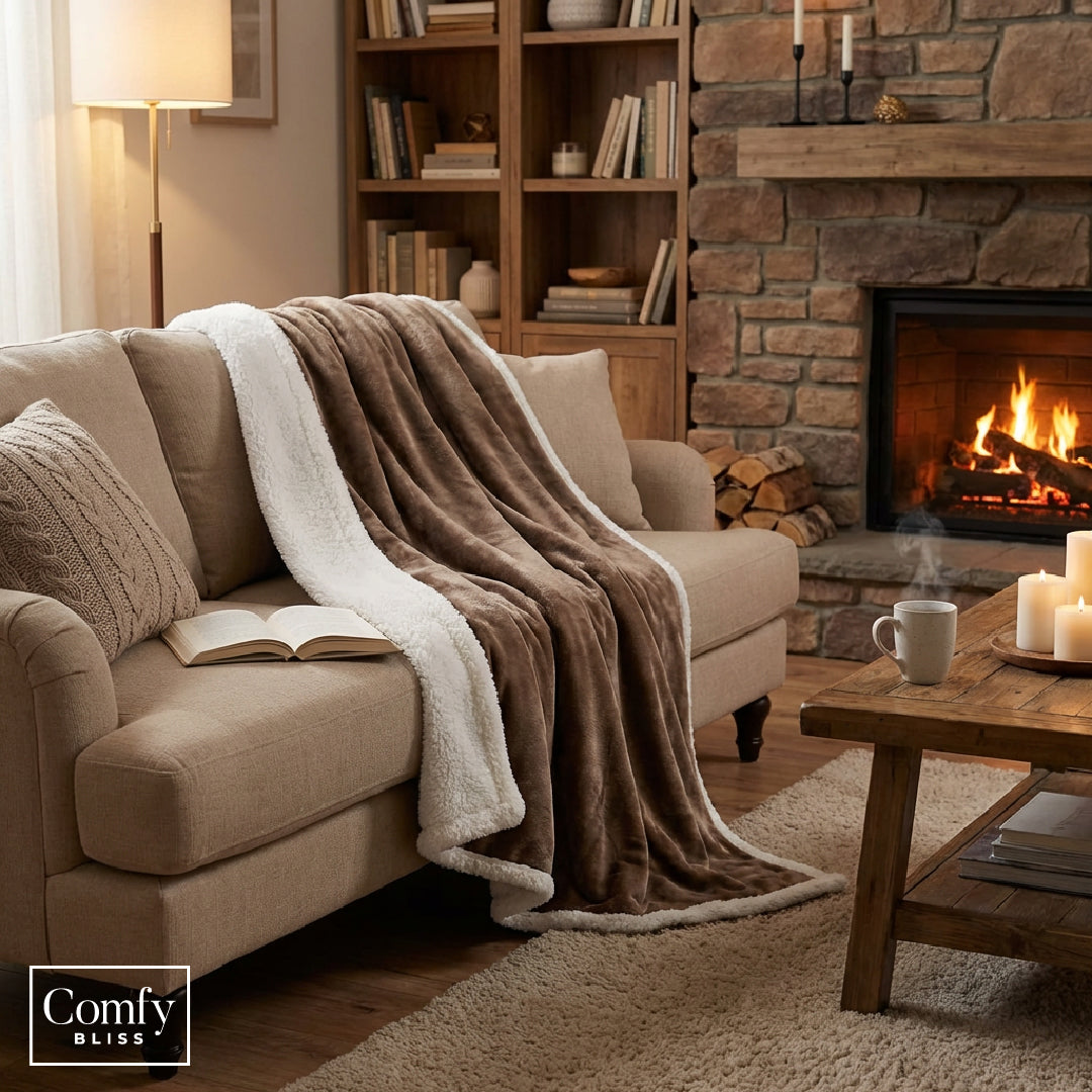 Manta Sherpa Café 130 x 170 cm Comfy Bliss 1 un