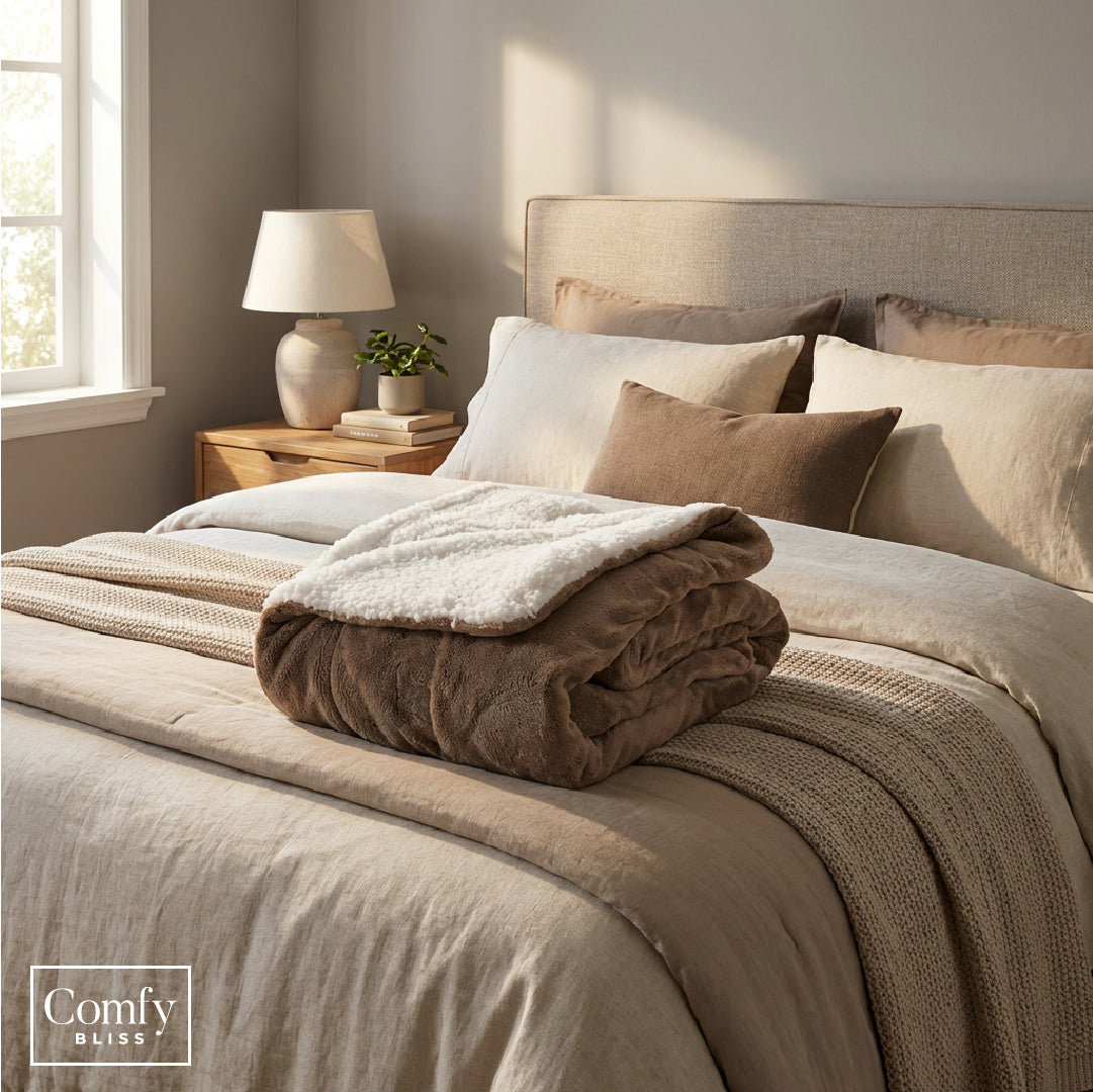 Manta Sherpa Café 130 x 170 cm Comfy Bliss 1 un