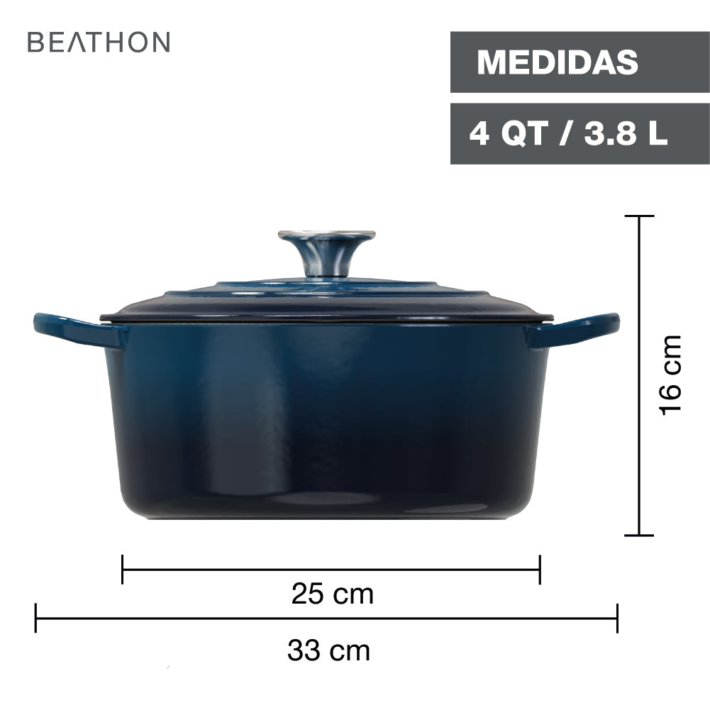 Olla Hierro Fundido Esmaltado Dutch Oven Teal Blue Beathon 1 un