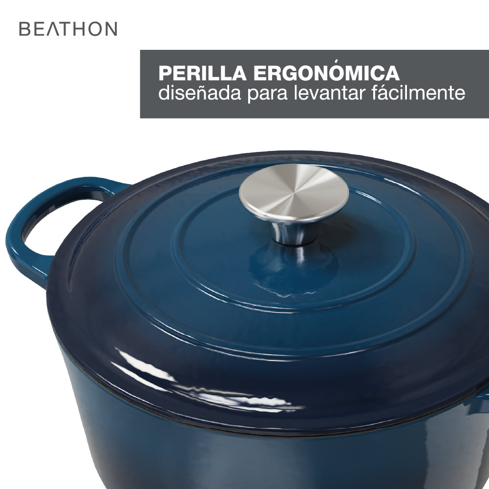 Olla Hierro Fundido Esmaltado Dutch Oven Teal Blue Beathon 1 un