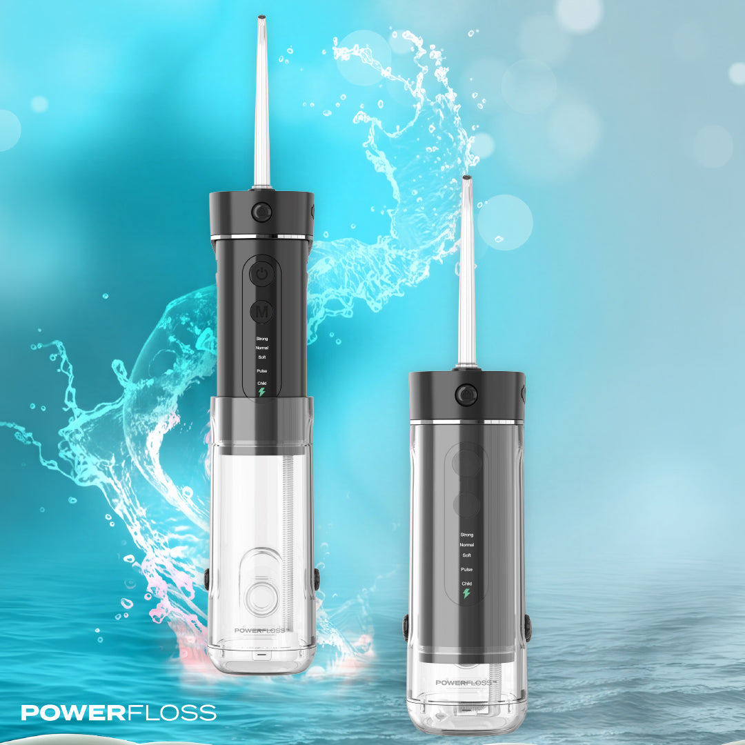 Irrigador Dental Portátil Telescópico Negro Con Tanque Powerfloss 1 un